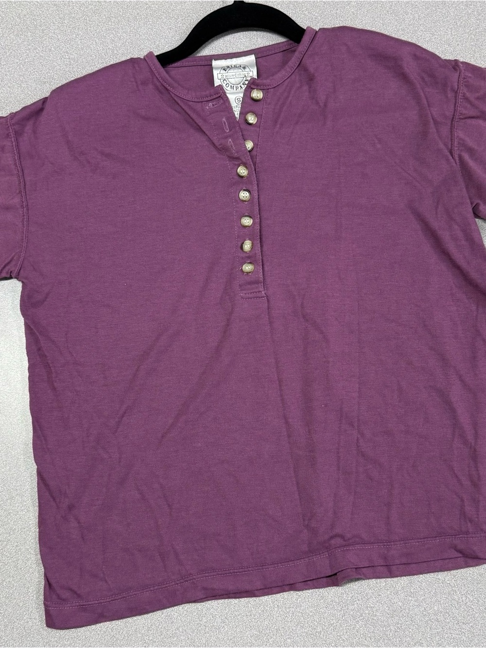 Erika & Company ComfortFit Women's Plum Button Henley Top with Shoulder Pad